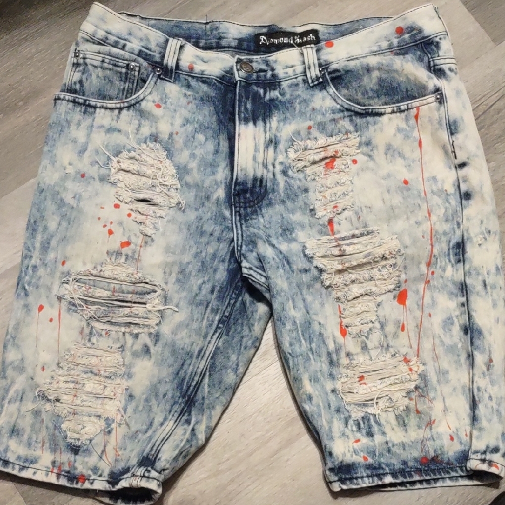 Diamond Supply Co. Blue Distressed Jean Shorts